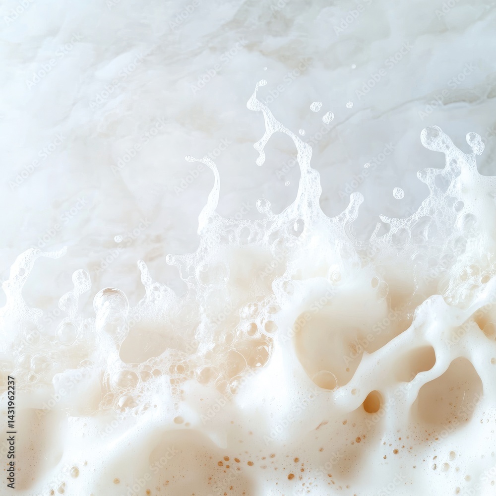 Swirling foam texture abstract macro white beige background freshness cleanliness