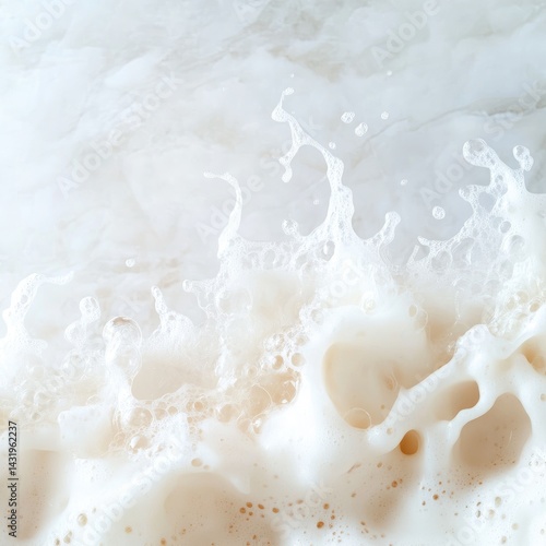 Swirling foam texture abstract macro white beige background freshness cleanliness