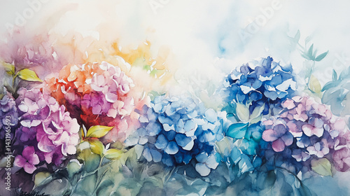 Wallpaper Mural Elegant wedding invitation card background . Minimal hand painted watercolor Hydrangea flowers texture template background. Design for wedding, vip cover, poster, rsvp moderncard.Valentine's Day Torontodigital.ca