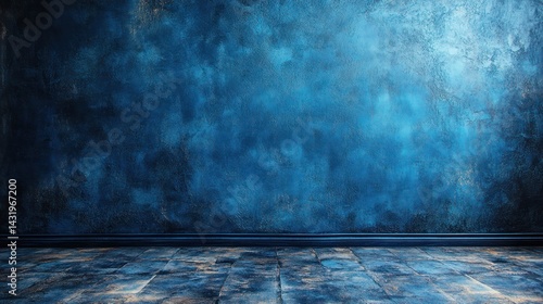 Moody Blue Room Interior: A Textured Wall and Floor Background