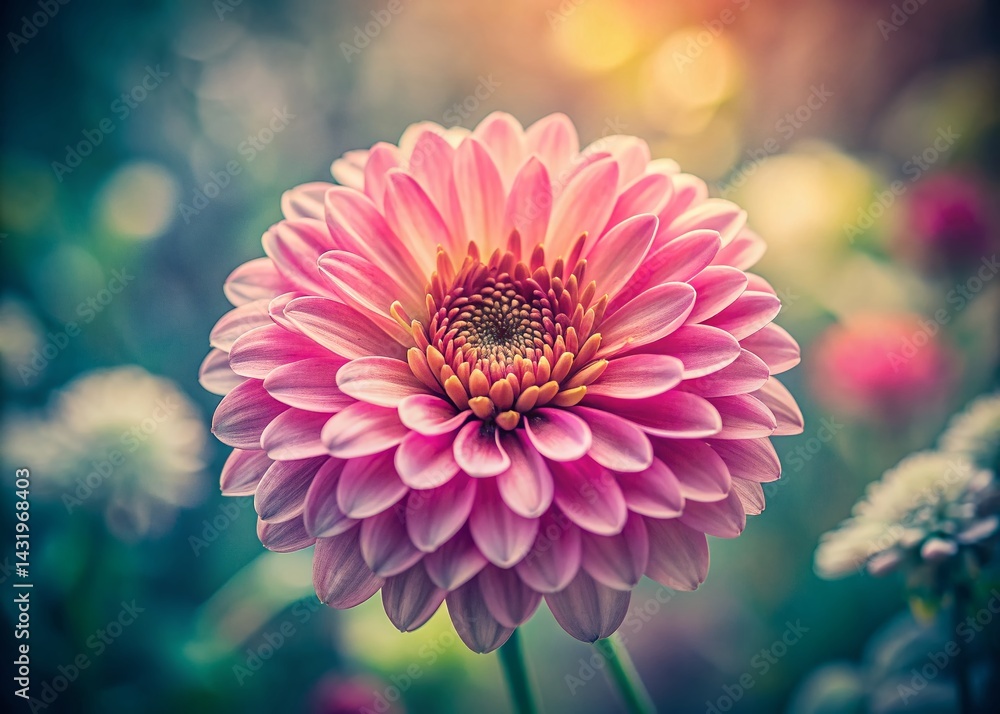Vintage Pink Flower with White Center - Beautiful Floral Stock Photo
