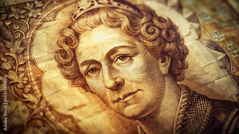 Vintage Pound Sterling Currency Note Close-Up
