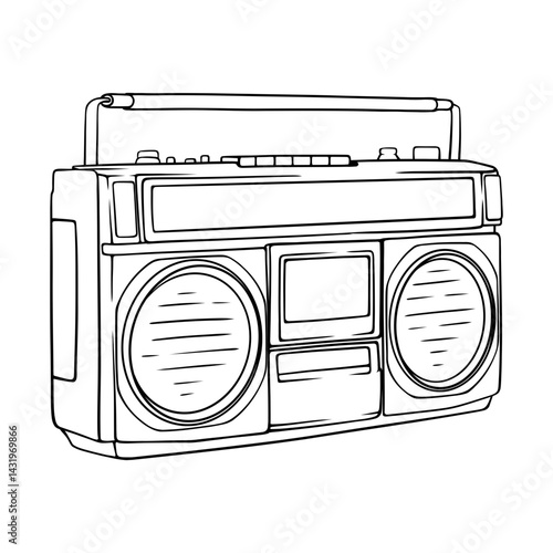 vector line art drawing illustration of a radio