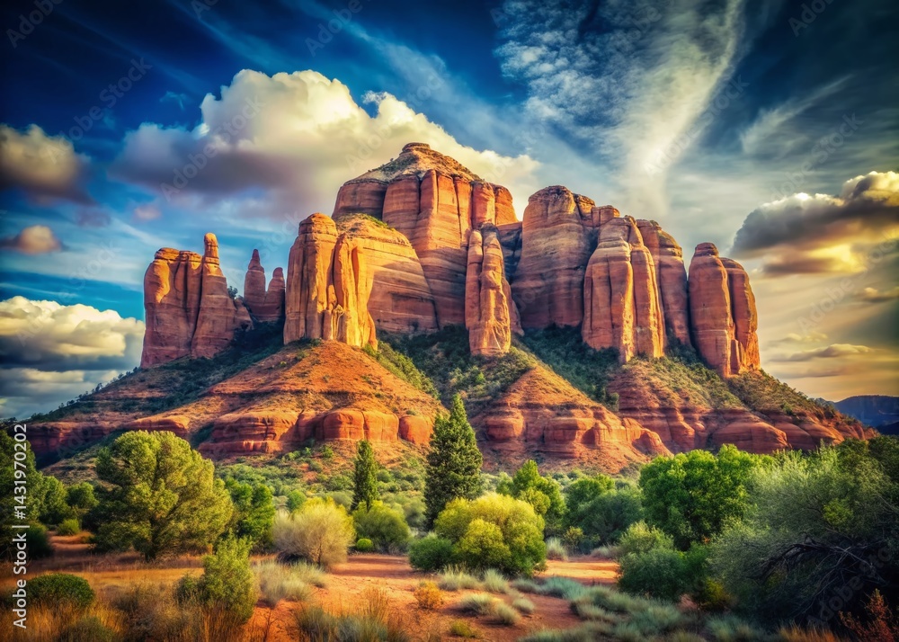 Vintage Sedona Cathedral Church: Arizona Desert Landscape Photography