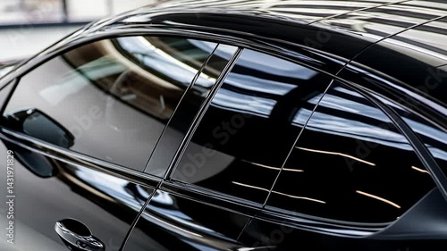 Black Car Tinted Windows Detail