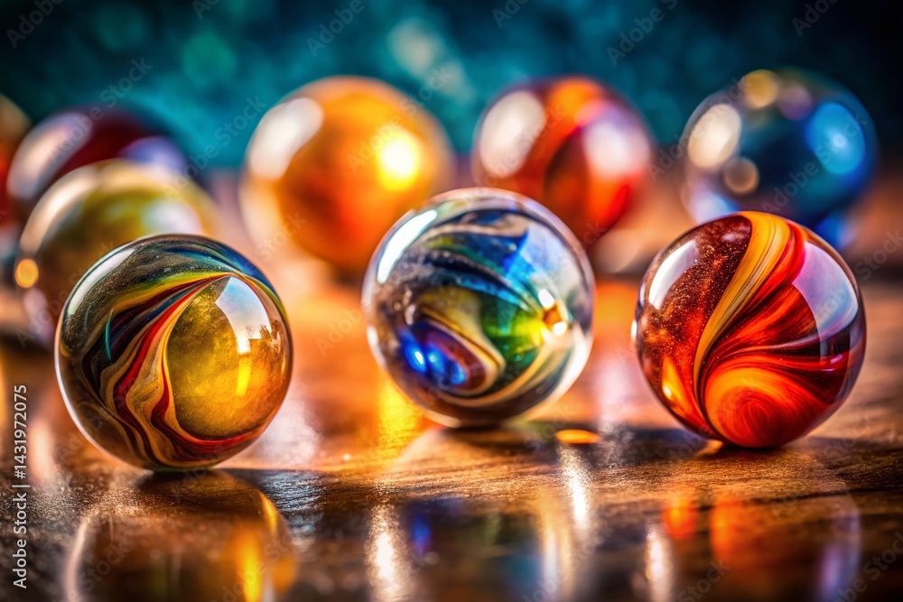 Vintage Style High-Resolution Photograph of Large Modern Marbles