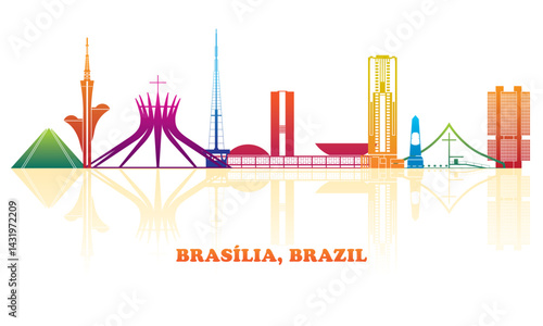 Silhouette Skyline panorama of city of Brasilia, Brazil - vector illustration