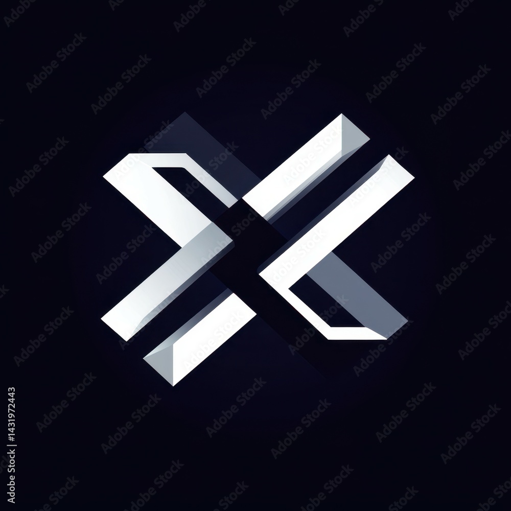 Obraz premium Modern geometric logo design featuring sharp lines and contrasting colors for a digital brand identity