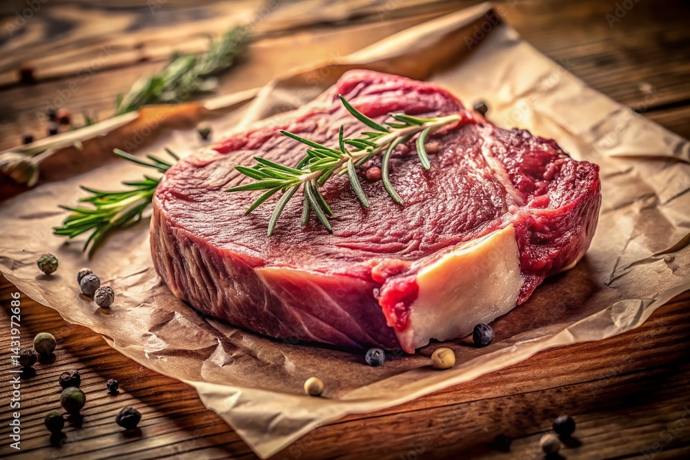 Vintage Style Photo of a Ripe Steak, Isolated on White Background