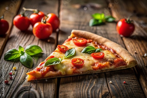 Obraz na płótnie Vintage Style Photo of a Delicious Margarita Pizza Slice w salonie