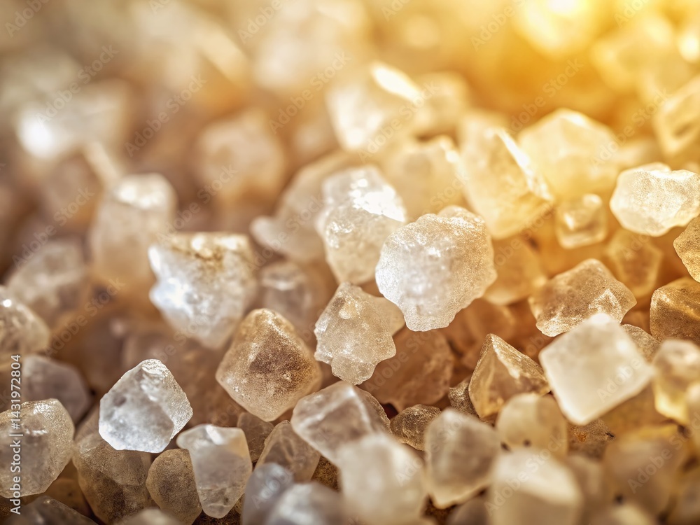 Vintage Style Photo: Sparkling White Salt Crystals on Clean Background
