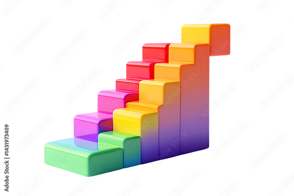 Colorful Gradient Staircase A Vibrant 3D Illustration Featuring Steps in a Spectrum of Hues fo Colorful Gradient Staircase A Vibrant 3D Illustration Featuring Steps in a Spectrum of Hues fo