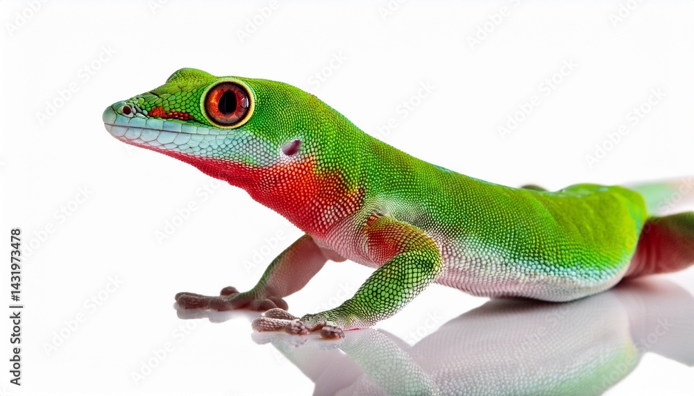 Fototapeta premium madagascar day gecko on white background