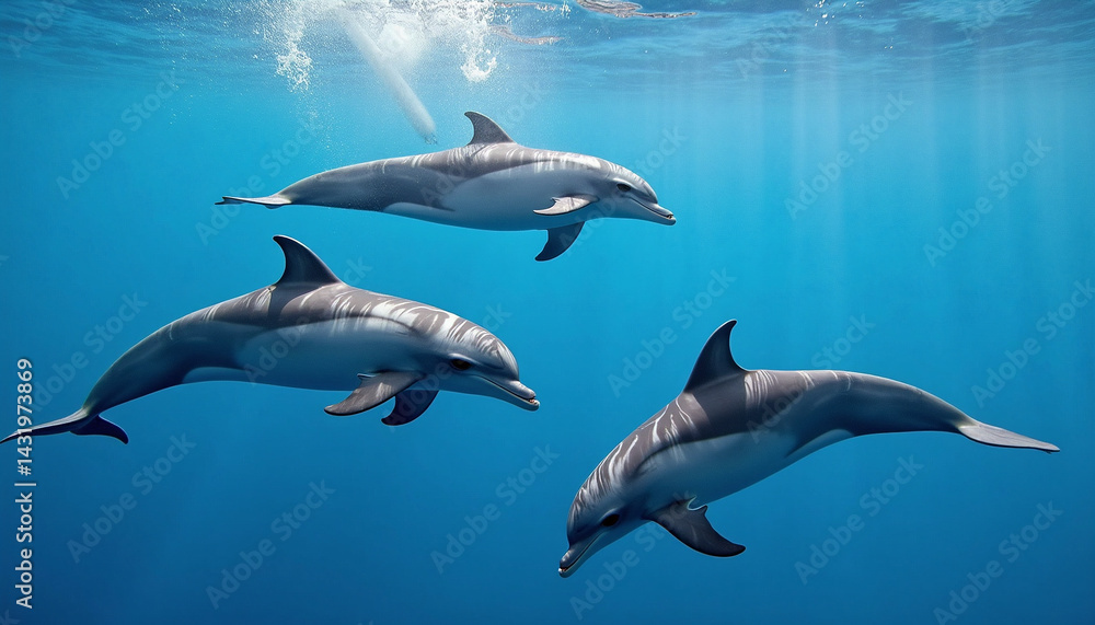 Playful Dolphins in the Ocean Playful Dolphins in the Ocean