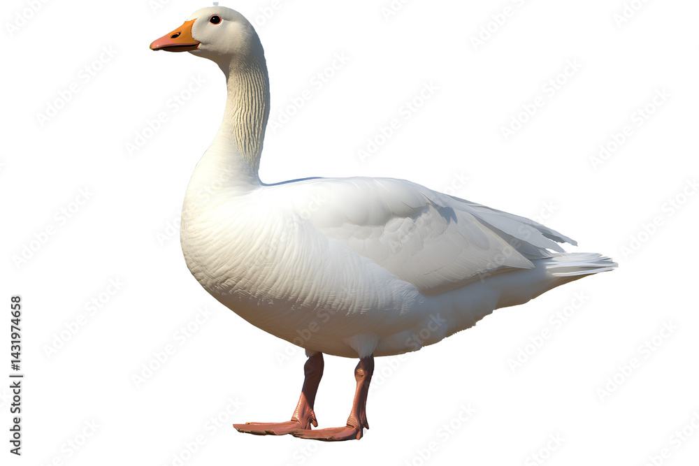 White geese, full-body photograph of the animal, transparent background White geese, full-body photograph of the animal, transparent background