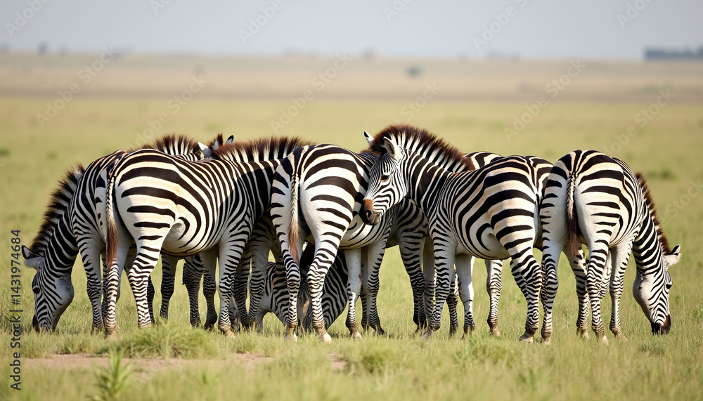 Obraz premium Zebras Grazing in the African Savanna