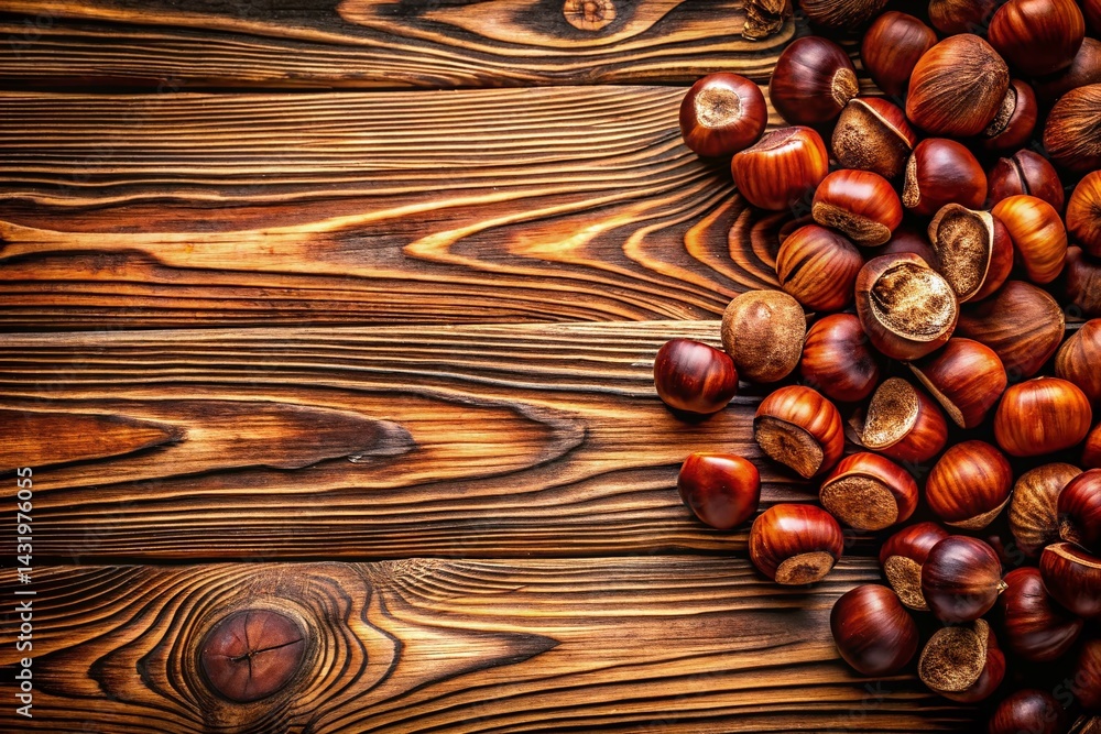 Warm Chestnut Wood Texture: Panoramic Image of Rich, Natural Grain for Interior Design