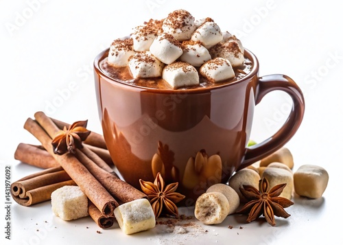 Obraz na płótnie Warm Cozy Hot Chocolate Marshmallows Cinnamon Winter Drink w salonie
