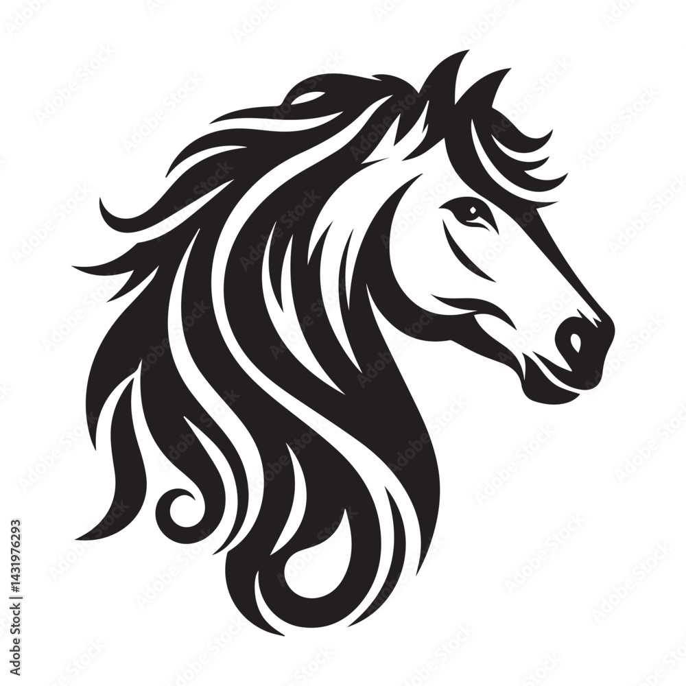 Horse Head Silhouette Vector Illustration White Background Horse Head Silhouette Vector Illustration White Background