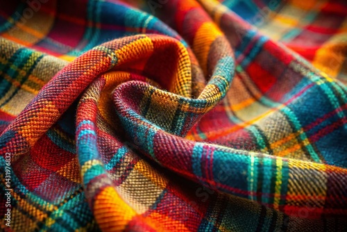 Warm Wool Plaid Fabric Texture: Cozy Autumn Background for Design Projects