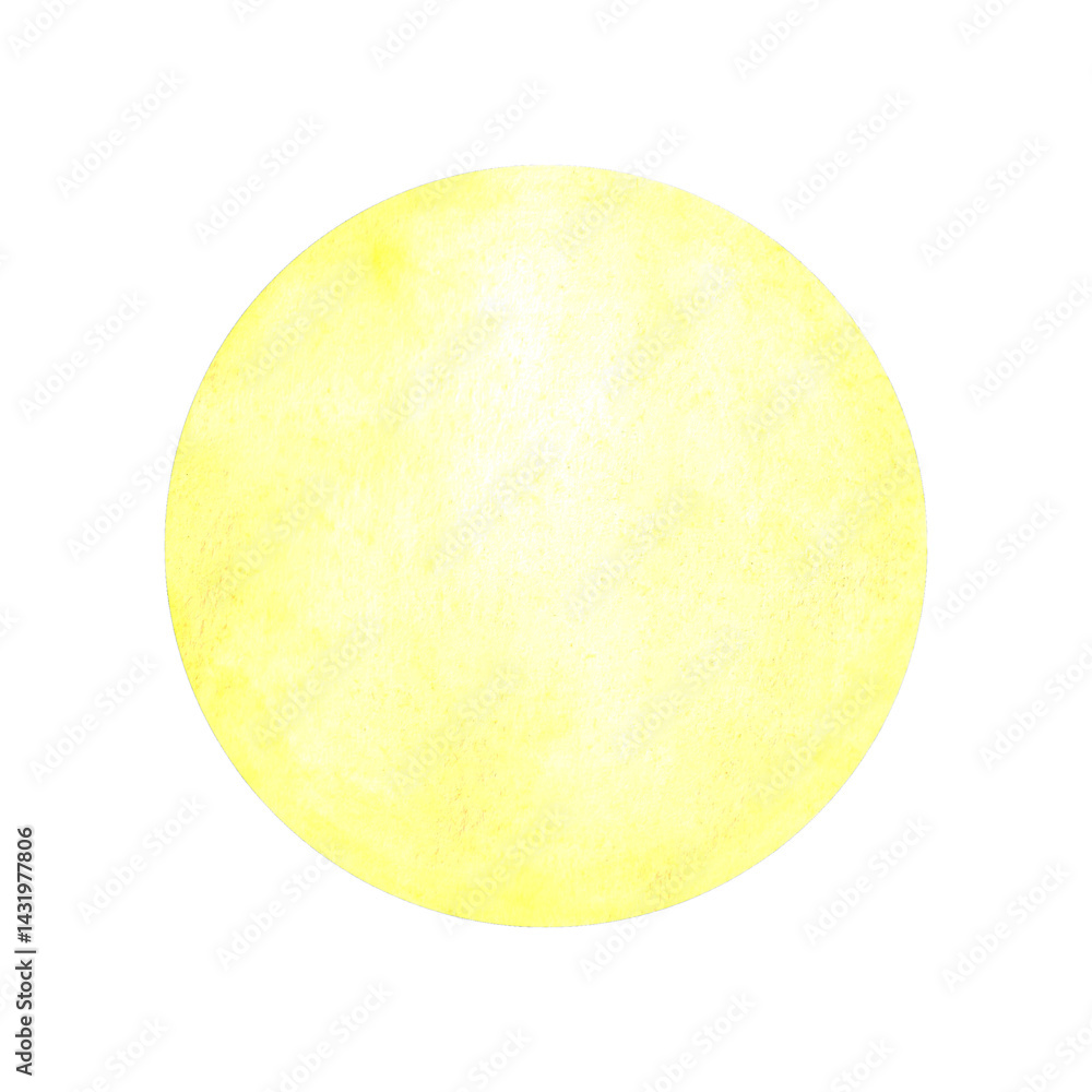 Round watercolor yellow spot. Watercolor design element.