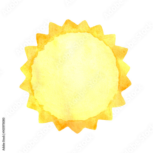 Obraz na płótnie Yellow watercolor sun. Summer decor element. w salonie