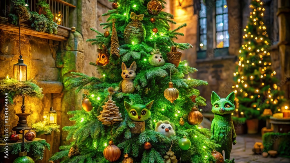 Whimsical Forest Creature Christmas Tree Ornaments: Urban Exploration Holiday Decor