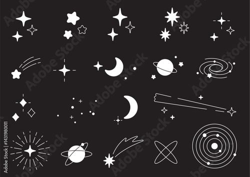 かわいい星・月・宇宙のアイコンセット