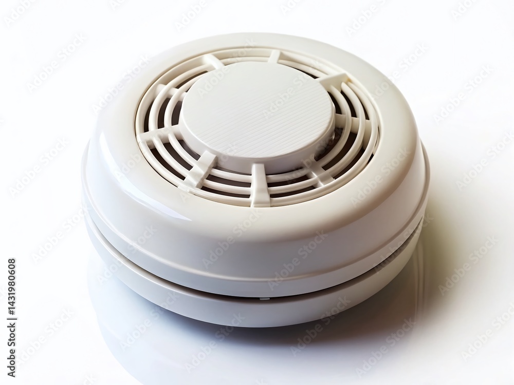 White Background Smoke Detector Fire Alarm Safety Device