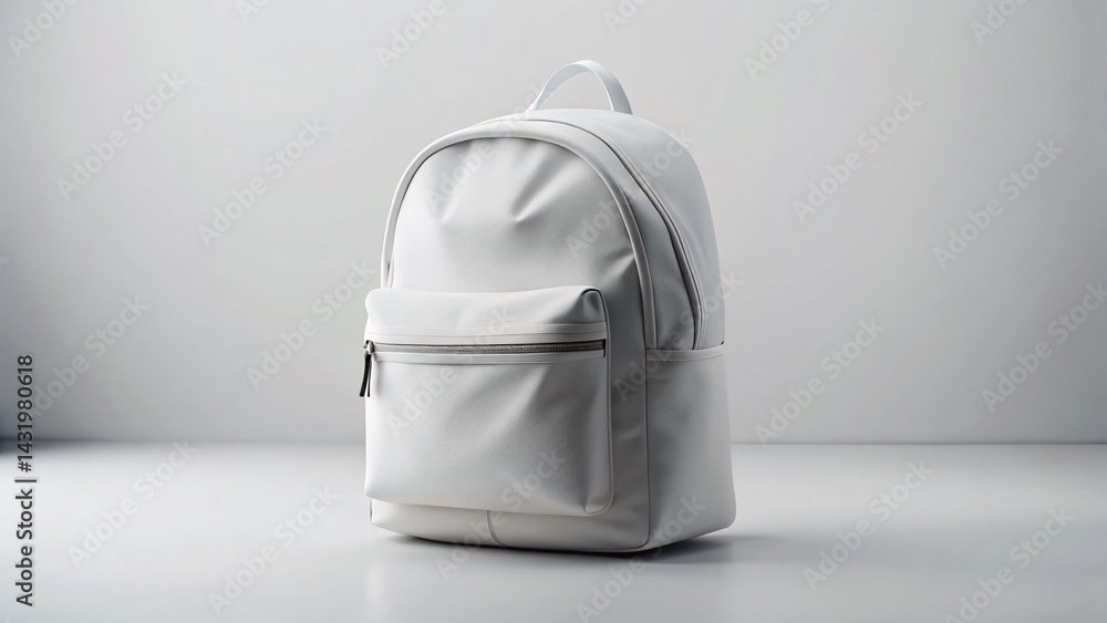 White Backpack Mockup: Front View Isolated on White Background - Perfect for Food Delivery Branding
