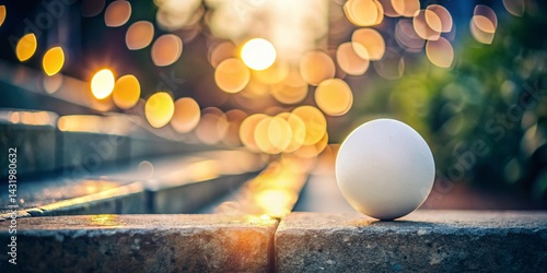 Obraz na płótnie White Ball on Concrete Steps - Soft Bokeh Background w salonie