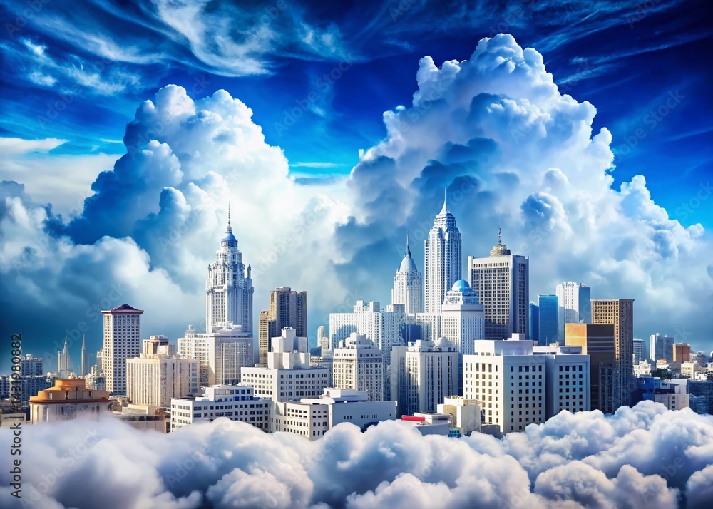 White City Skyline, Blue Sky, Cloudscape - Urban Exploration Photography