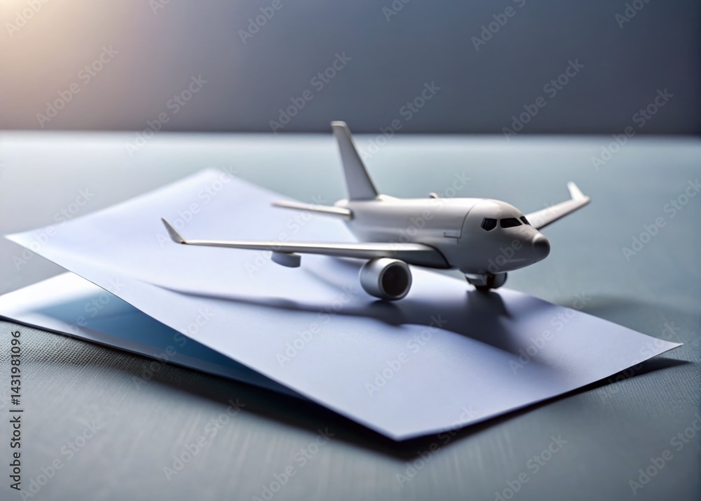 White Paper Airplane Toy on Gray Model Plane - Minimalist Product Photography