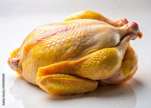 Obraz na płótnie Whole Raw Chicken, Side View, White Background - Fresh Poultry Meat w salonie