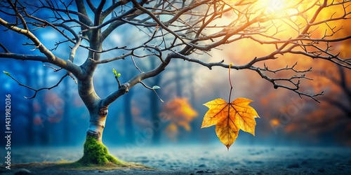 Obraz na płótnie Wilted Leaf on Branch: Student Loan Debt Impact on Financial Growth w salonie