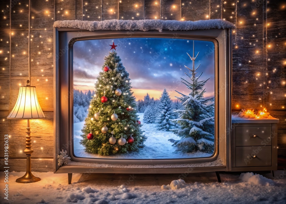 Winter Wonderland: Christmas Animation Viewed Through Frosty Window Pane