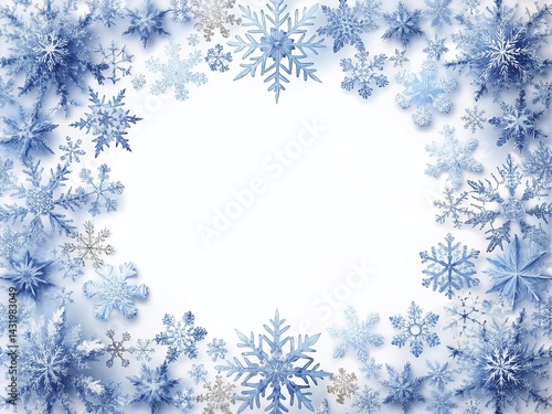 Obraz na płótnie Winter Wonderland: White Snowflake Border Frame, Isolated PNG for Holiday Designs w salonie