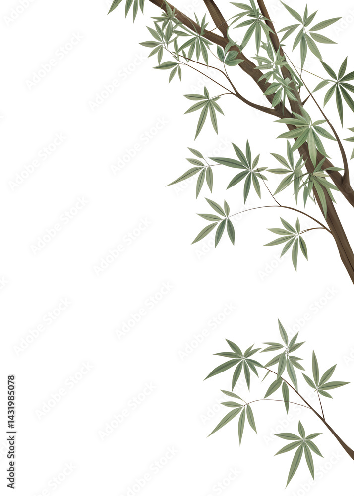 Naklejka premium A wind chime with bamboo and metal components.. isolated on a transparent background