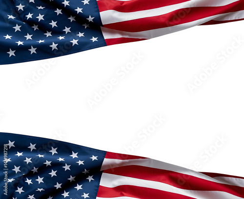 American Flag use draped corner on white background and PNG. Independence Day .