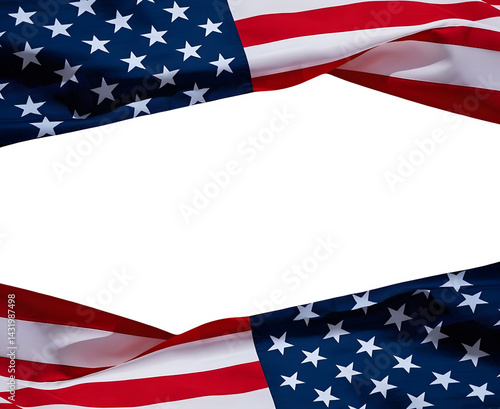 American Flag use draped corner on white background and PNG. Independence Day .
