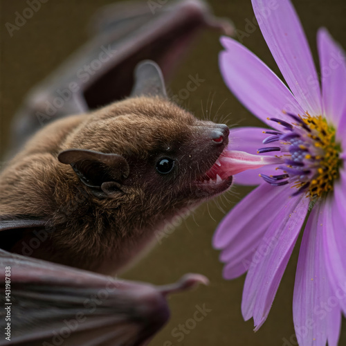 bat feeding on vibrant flower, showcasing nature beauty
