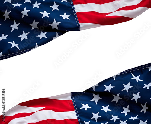 American Flag use draped corner on white background and PNG. Independence Day .