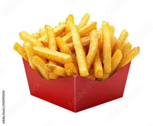 Delicious golden french fries fast food restaurant snack isolated on transparent background