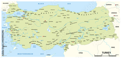 Obraz na płótnie Map of the Republic of Turkey, Asia, Europe w salonie