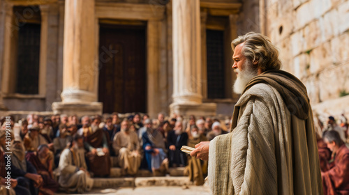 Paul preaching in Athens.