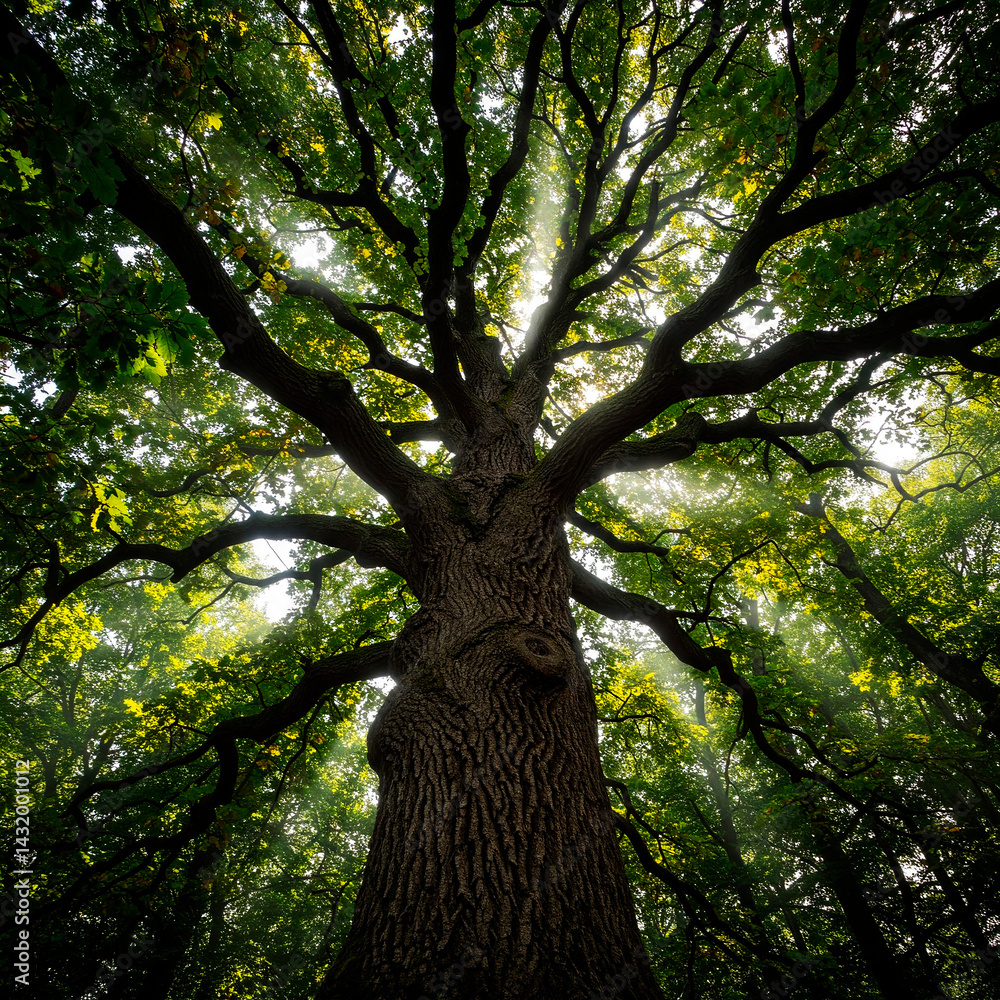 Naklejka premium Sunlight Through the Forest Canopy