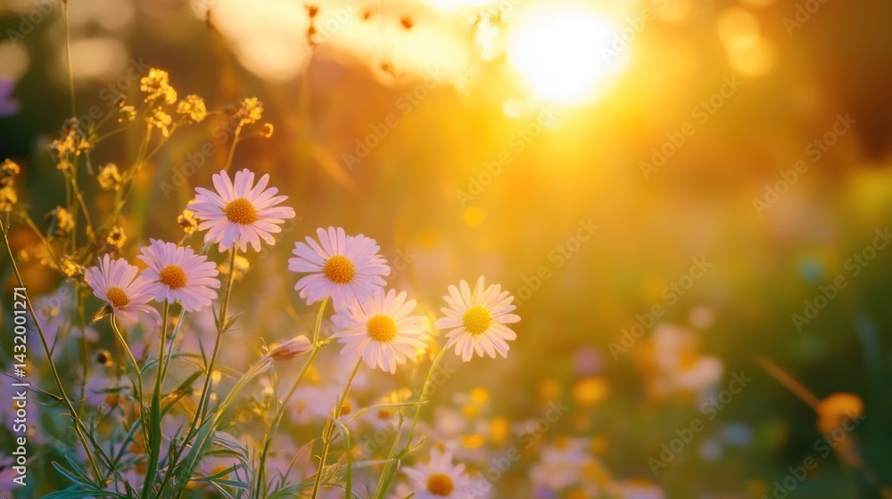 Obraz premium Sunset Blooms in a Meadow