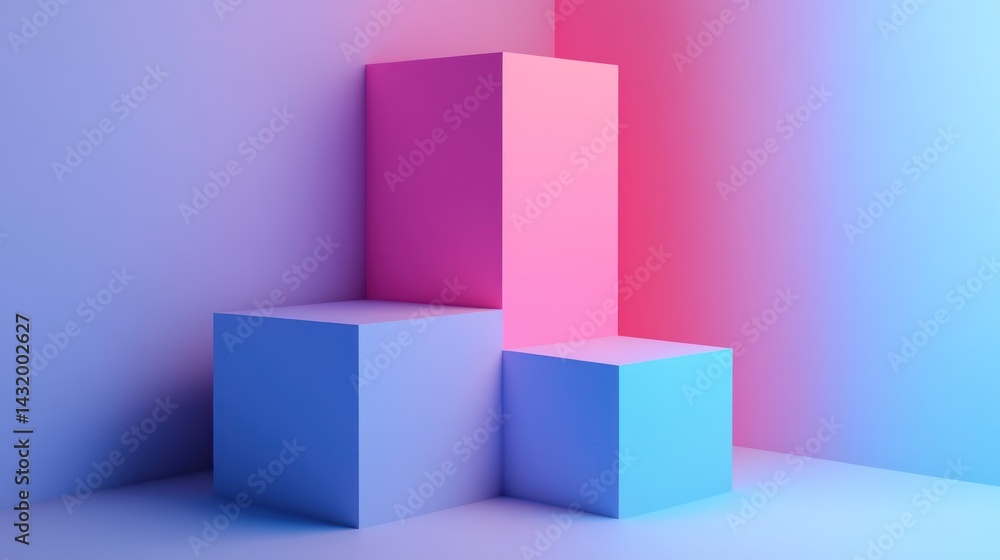 Pastel Cubes Display in Neon Light Pastel Cubes Display in Neon Light