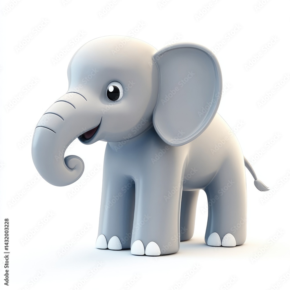 Playful gray elephant figurine, isolated on white. Playful gray elephant figurine, isolated on white.