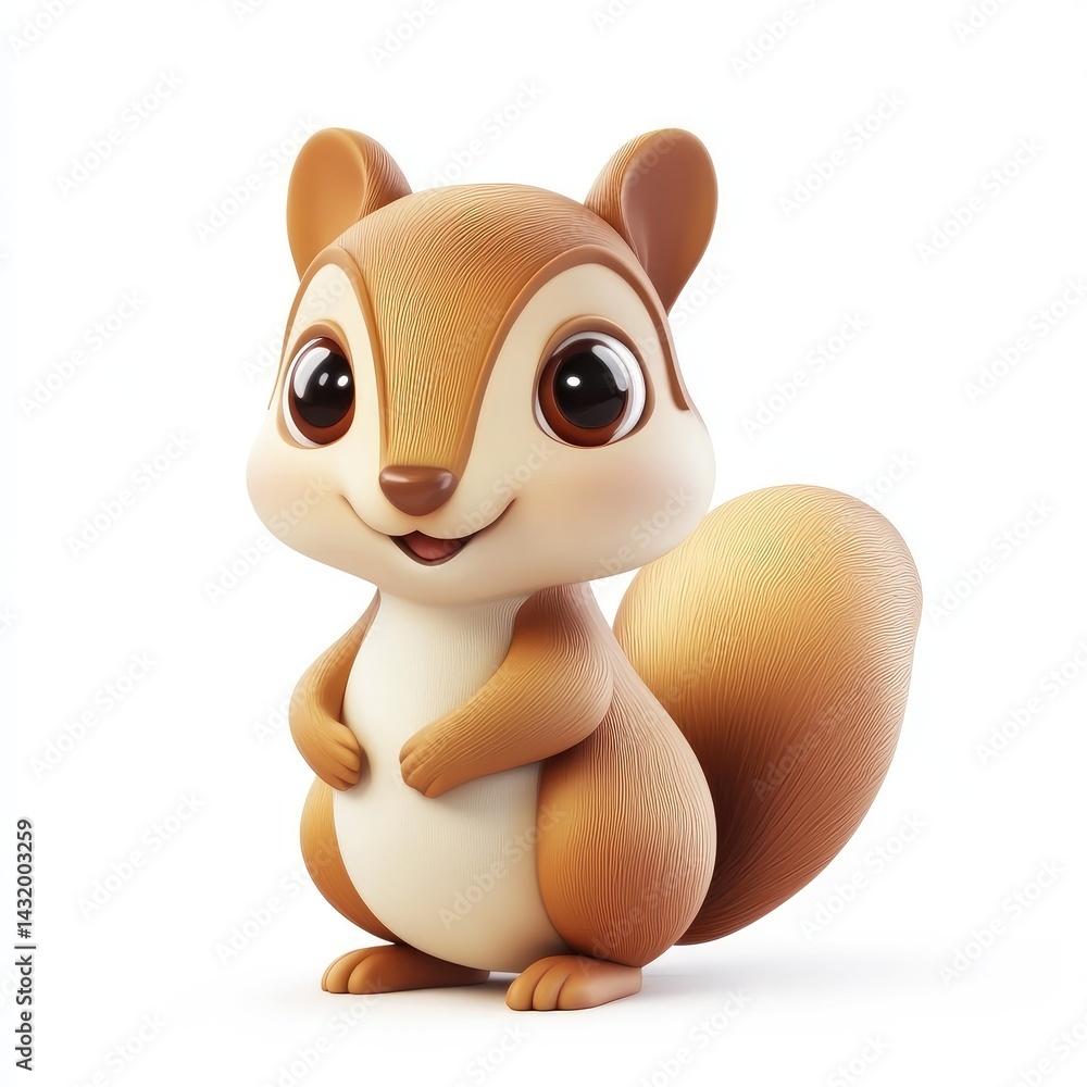 Fototapeta premium Cute cartoon squirrel illustration against a white background.